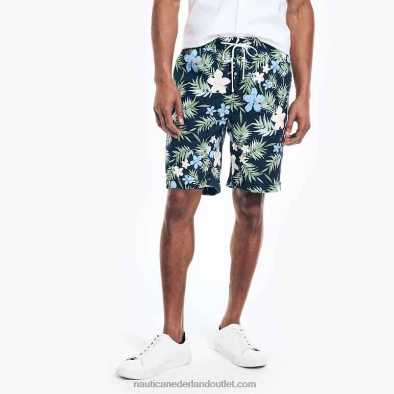 big & tall cabana short met bloemenprint marine Nautica 0828F410 Heren