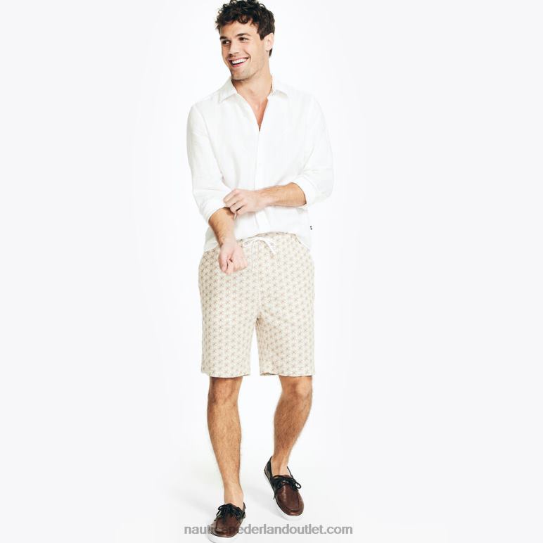 duurzaam vervaardigde cabana short van 20 cm met print zeil wit Nautica 0828F272 Heren
