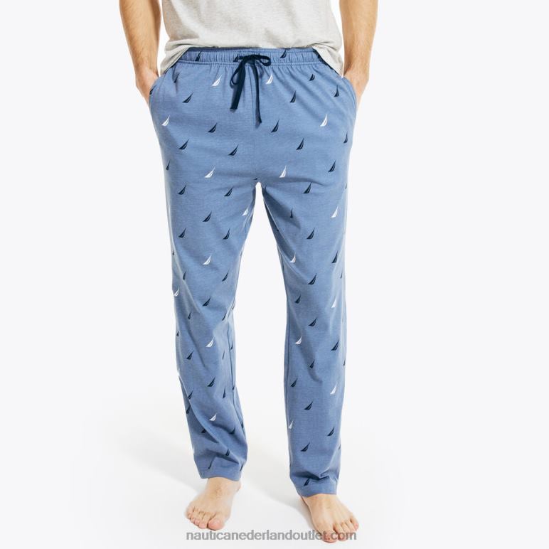 gebreide slaapbroek met logoprint kobalt golf Nautica 0828F537 Heren