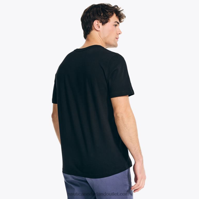 logo grafische slaap t-shirt echt zwart Nautica 0828F56 Heren