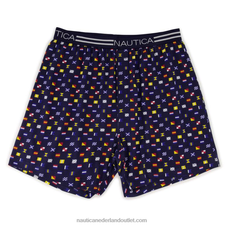 Gebreide boxershort met vlagprint delphinium blauw Nautica 0828F463 Heren
