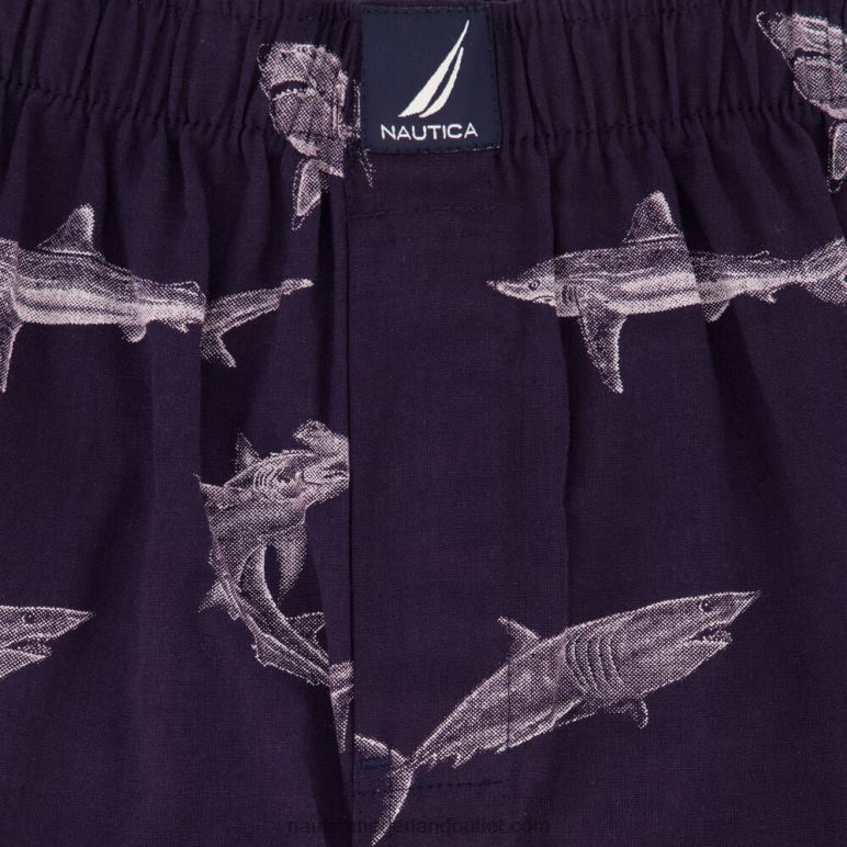 Geweven boxershort met haaienprint bout blauw Nautica 0828F168 Heren