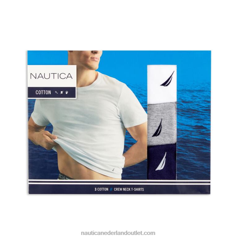 T-shirts met ronde hals 3-pack bruinen Nautica 0828F175 Heren