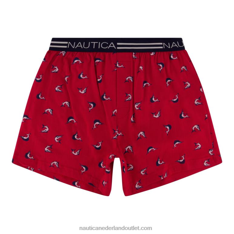 Zwaardvis print gebreide boxer tomales rood Nautica 0828F88 Heren