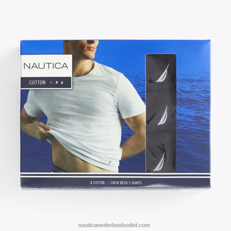 crew t-shirts 3-pack echt zwart Nautica 0828F378 Heren