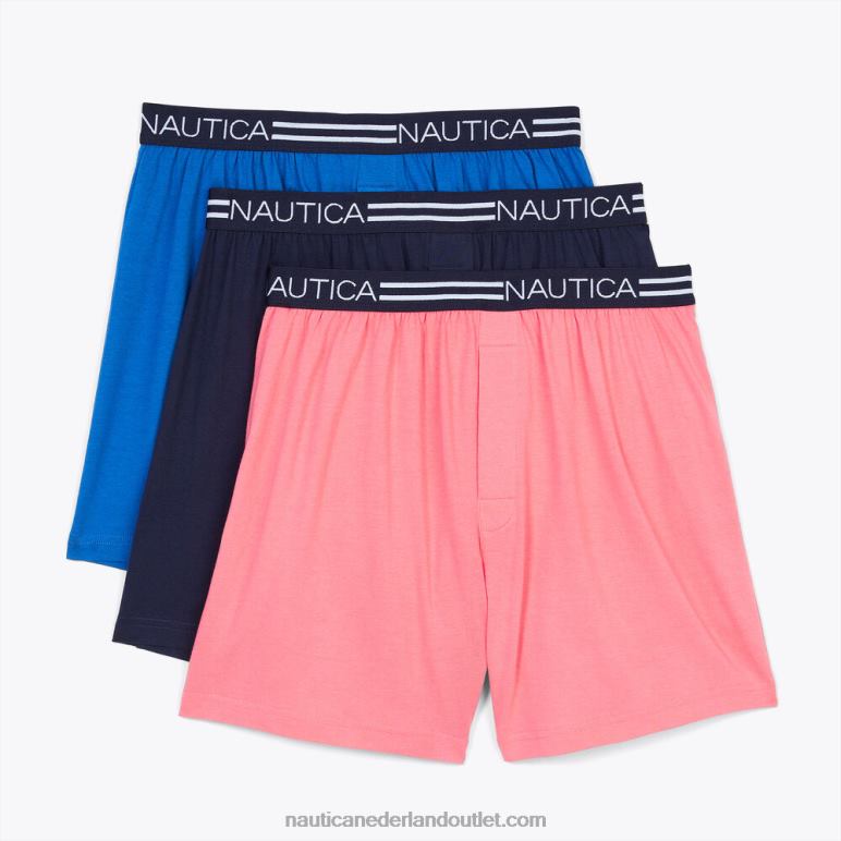 effen gebreide boxershorts 3-pack blauwe duik Nautica 0828F71 Heren