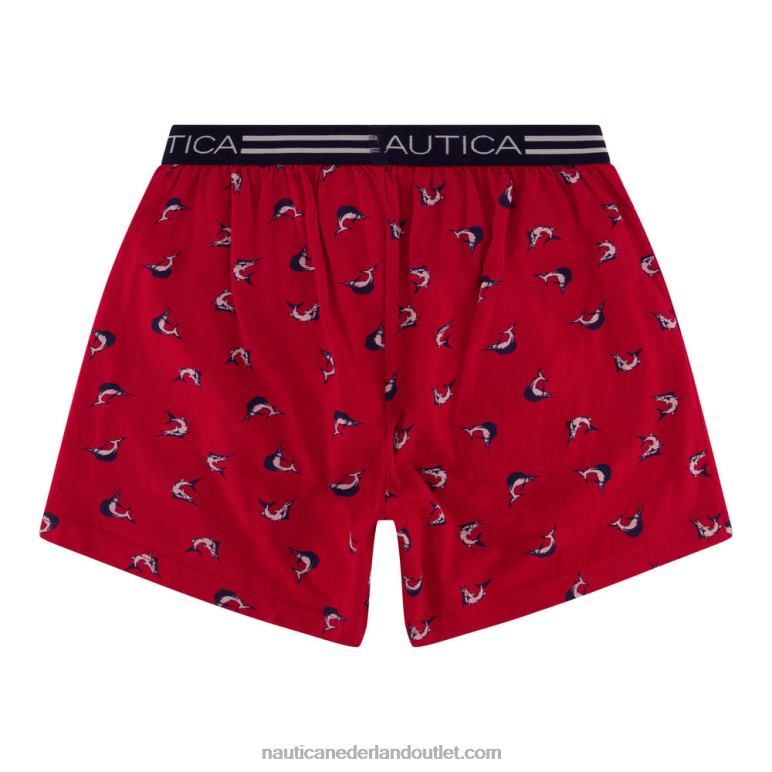 gebreide boxershorts met stretch zeilprint donkere acacia Nautica 0828F143 Heren