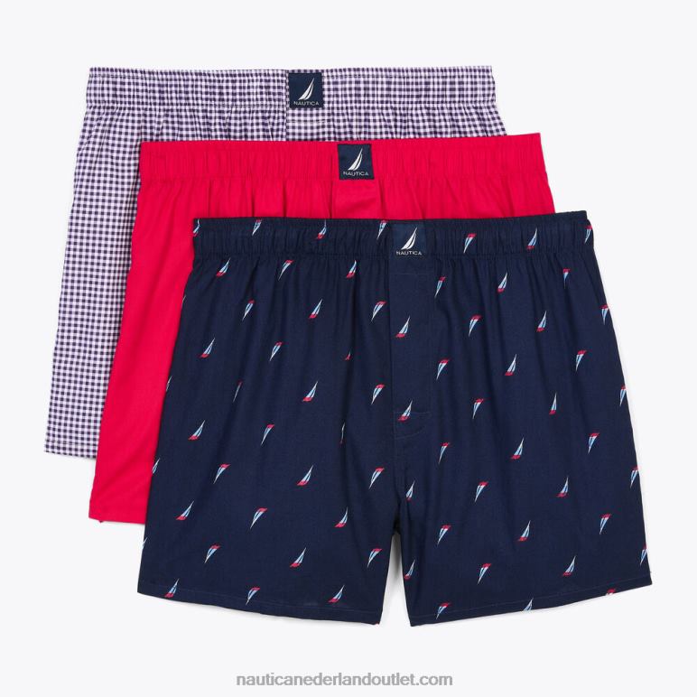 geruite geweven boxershorts 3-pack blauwe duik Nautica 0828F108 Heren