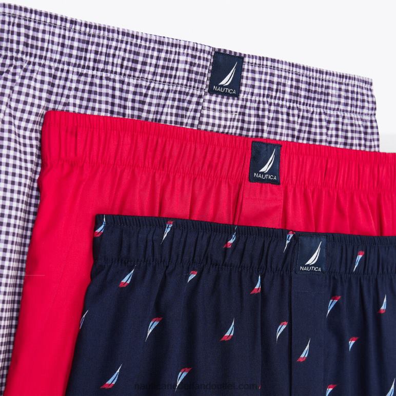 geruite geweven boxershorts 3-pack blauwe duik Nautica 0828F108 Heren