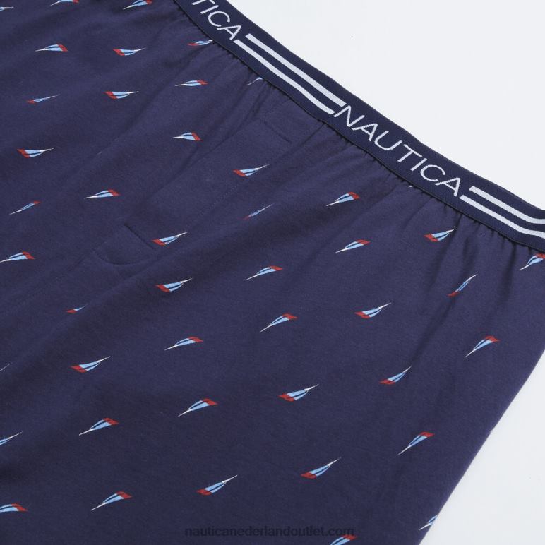 gestreepte zeilboot gebreide boxer saffier/donkergeel Nautica 0828F83 Heren
