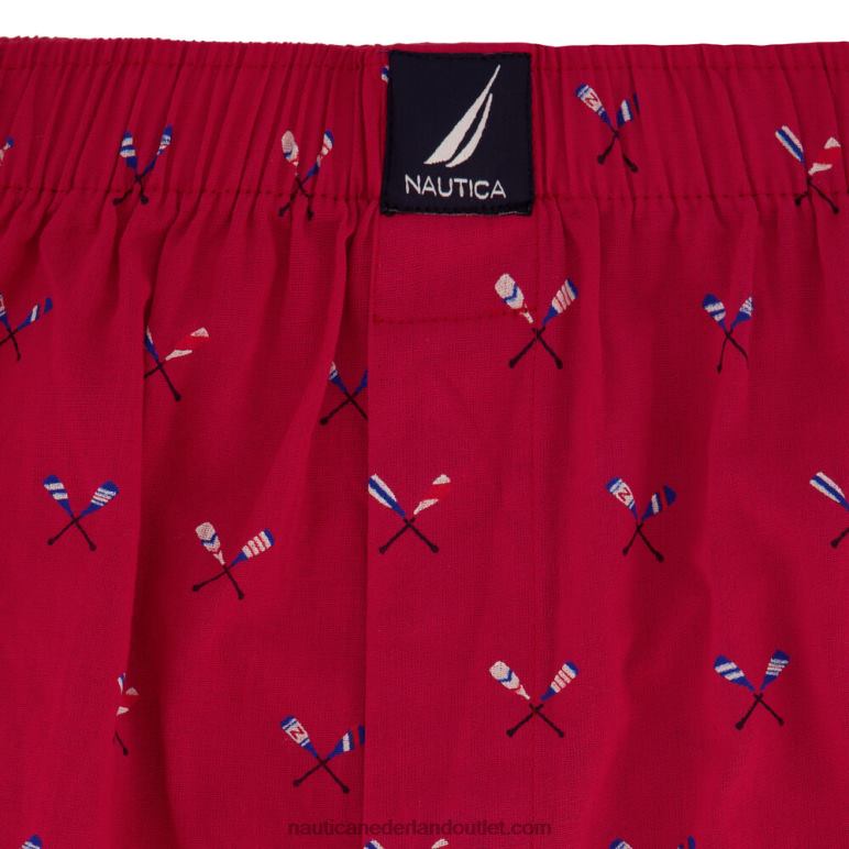 geweven boxer met roeispaanprint nautica rood/oranje Nautica 0828F147 Heren