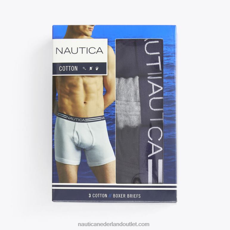 klassieke boxershorts 3-pack olijf grijs Nautica 0828F65 Heren