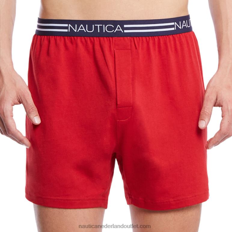 rode effen gebreide boxershorts nautisch rood Nautica 0828F224 Heren