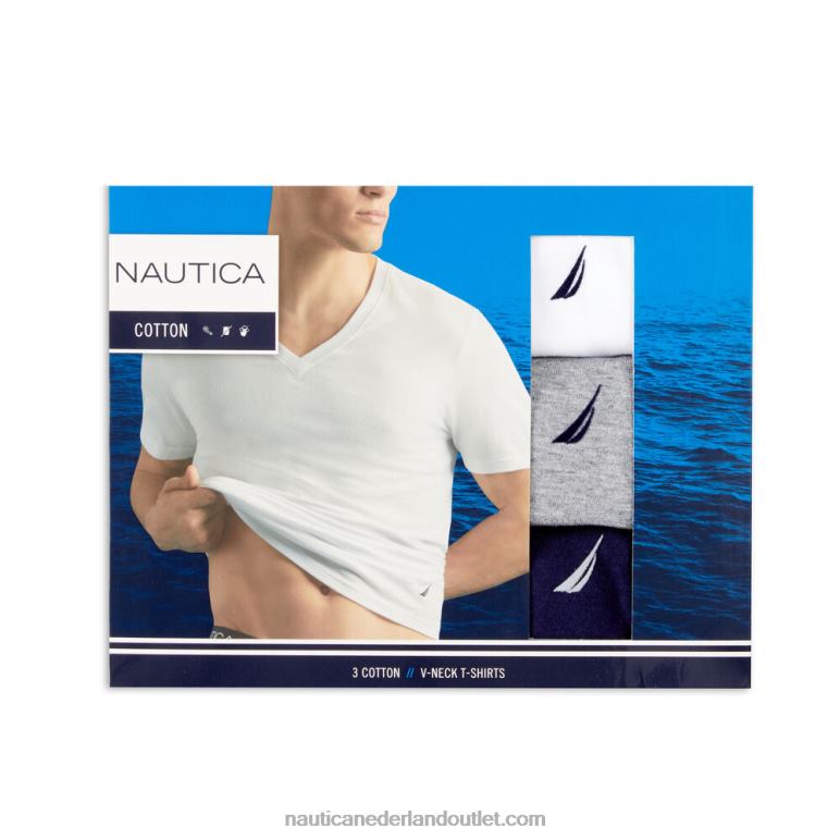 v-hals t-shirts 3-pack bruinen Nautica 0828F216 Heren