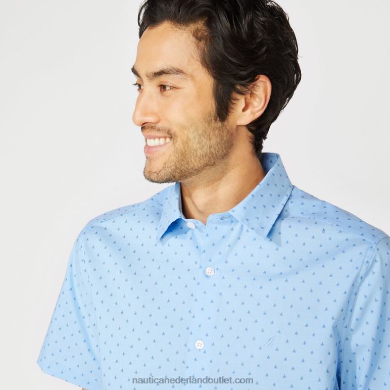 Overhemd met korte mouwen met zeilbootprint kleine jongen blauw Nautica 0828F225 Heren
