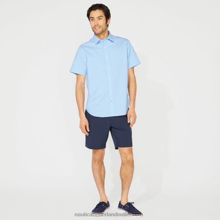 Overhemd met korte mouwen met zeilbootprint kleine jongen blauw Nautica 0828F225 Heren