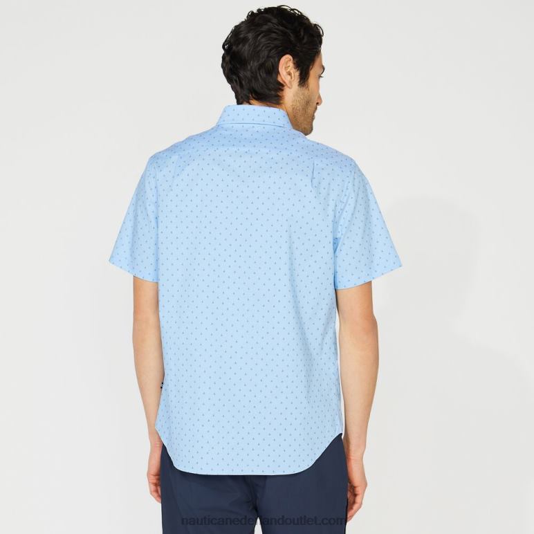 Overhemd met korte mouwen met zeilbootprint kleine jongen blauw Nautica 0828F225 Heren