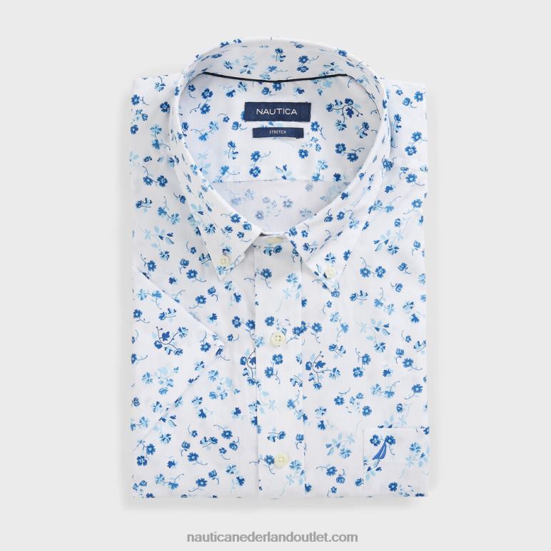 big & tall bloemenprint overhemd met korte mouwen Helder wit Nautica 0828F559 Heren