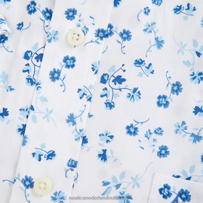 big & tall bloemenprint overhemd met korte mouwen Helder wit Nautica 0828F559 Heren