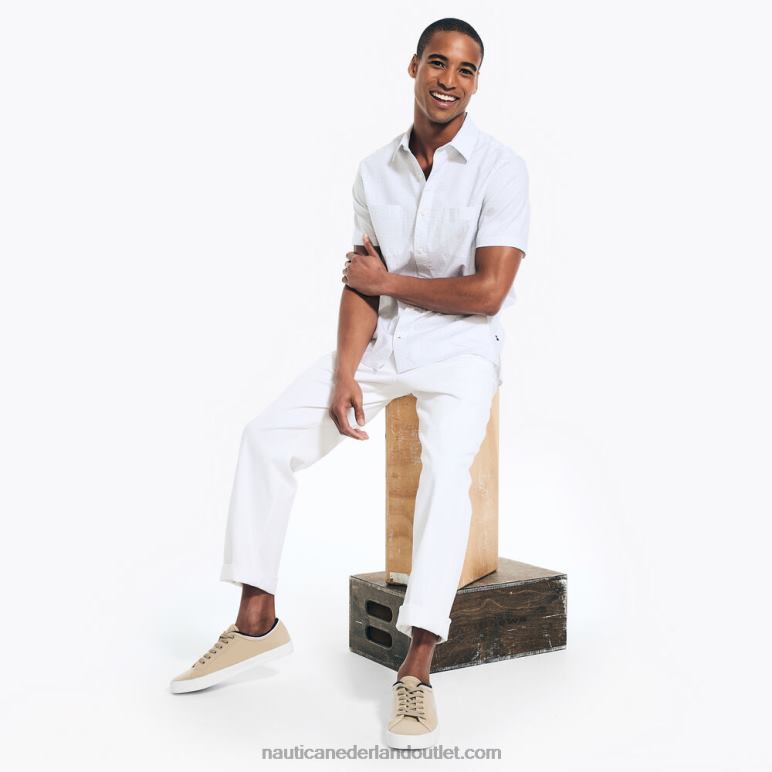 duurzaam vervaardigd bedrukt overhemd met korte mouwen grijs violet Nautica 0828F222 Heren