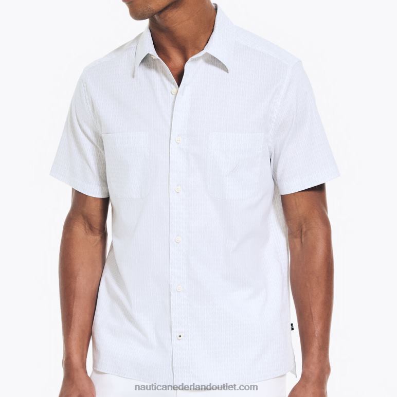 duurzaam vervaardigd bedrukt overhemd met korte mouwen grijs violet Nautica 0828F222 Heren