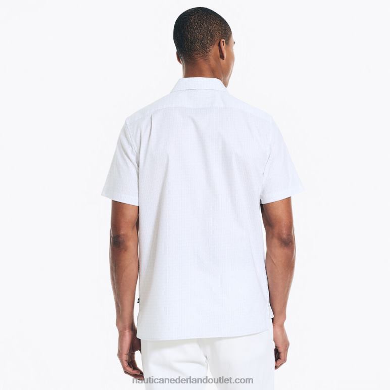 duurzaam vervaardigd bedrukt overhemd met korte mouwen grijs violet Nautica 0828F222 Heren