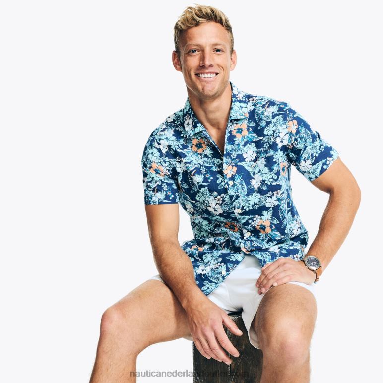 duurzaam vervaardigd bedrukt overhemd met korte mouwen pure Adriatische zeespoeling Nautica 0828F453 Heren