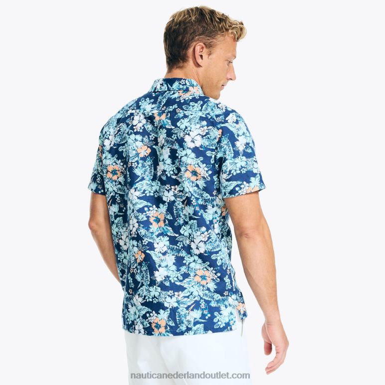 duurzaam vervaardigd bedrukt overhemd met korte mouwen pure Adriatische zeespoeling Nautica 0828F453 Heren