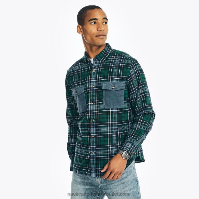 duurzaam vervaardigd flanellen geruit hemd kosmische varen Nautica 0828F474 Heren