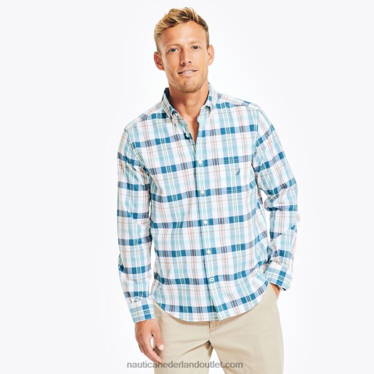 duurzaam vervaardigd geruit hemd Helder wit Nautica 0828F404 Heren