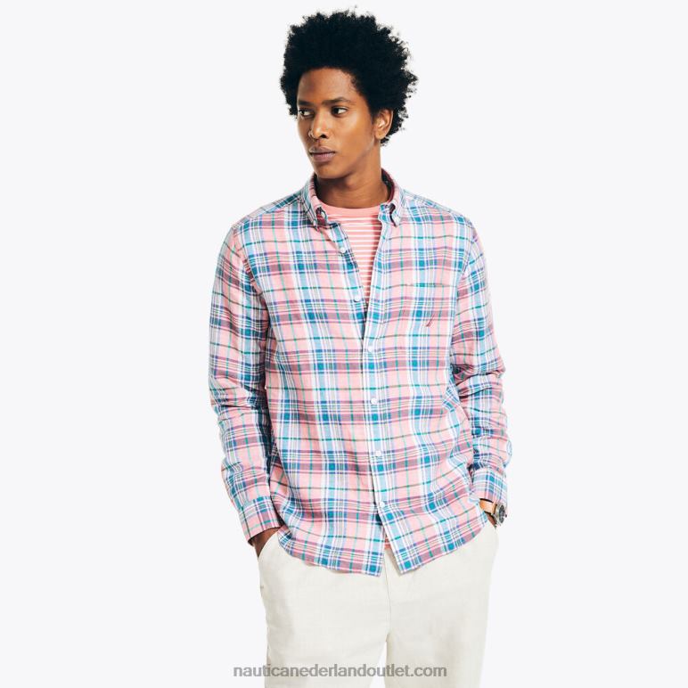 duurzaam vervaardigd geruit hemd dromerig koraal Nautica 0828F446 Heren