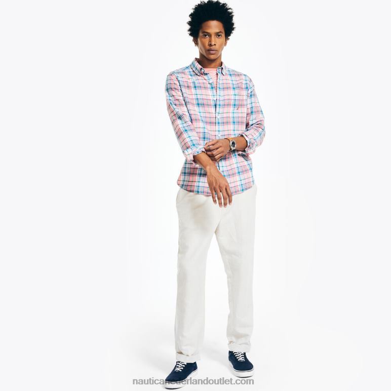 duurzaam vervaardigd geruit hemd dromerig koraal Nautica 0828F446 Heren