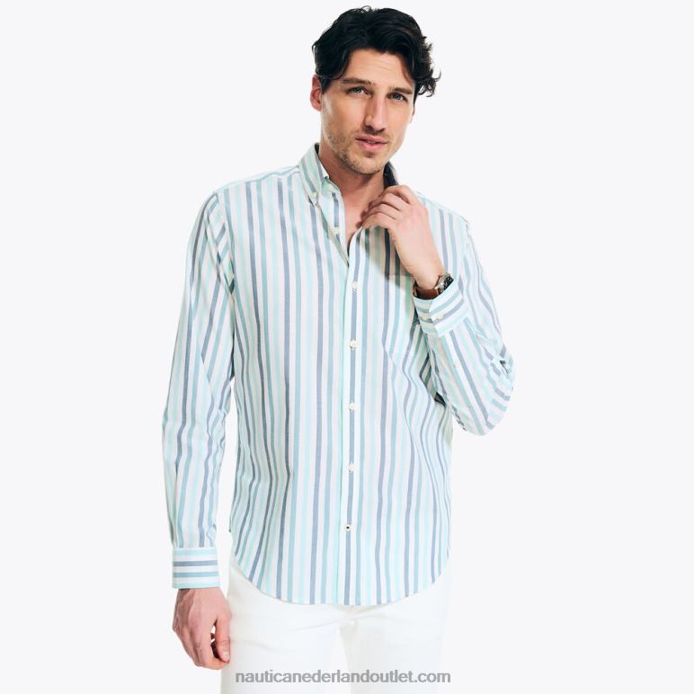 duurzaam vervaardigd gestreept overhemd Helder wit Nautica 0828F407 Heren