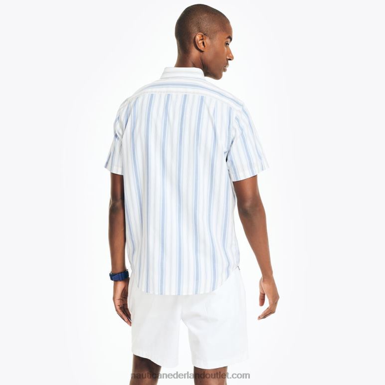 duurzaam vervaardigd gestreept overhemd met korte mouwen zeil wit Nautica 0828F427 Heren