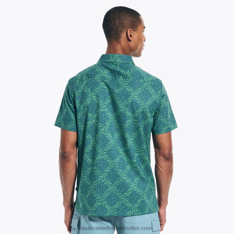 duurzaam vervaardigd kampshirt met korte mouwen en print groene appel Nautica 0828F307 Heren