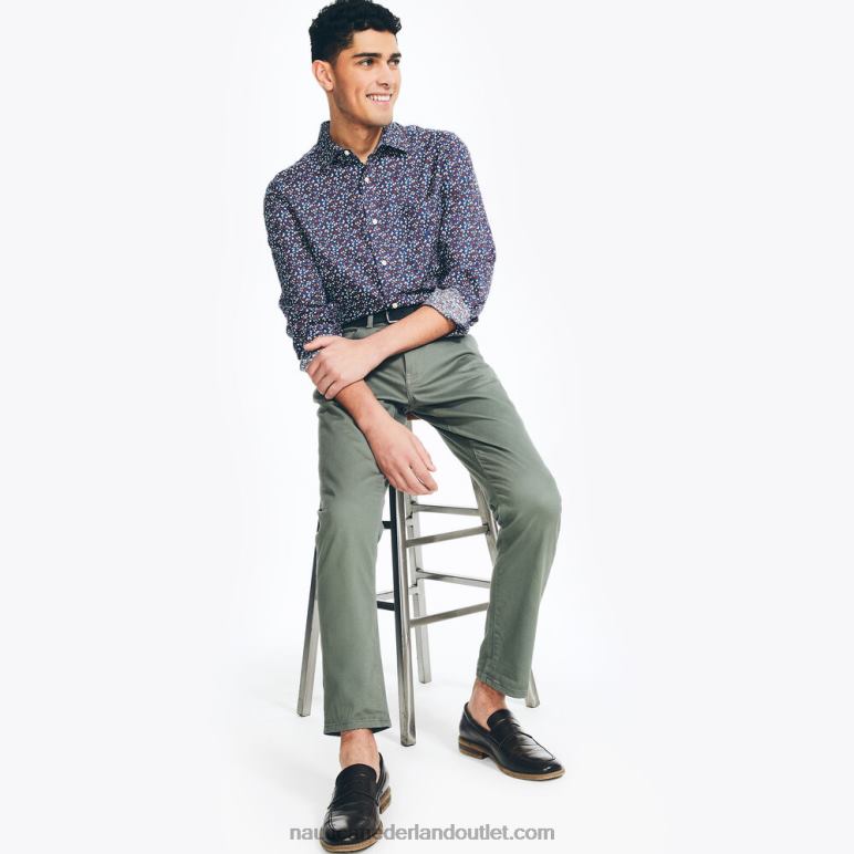 duurzaam vervaardigd overhemd met print landgoed blauw Nautica 0828F514 Heren