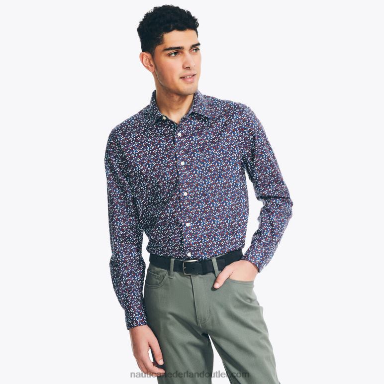 duurzaam vervaardigd overhemd met print landgoed blauw Nautica 0828F514 Heren