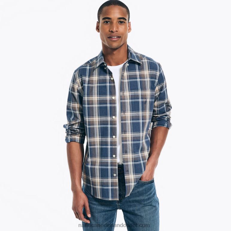 gemêleerd geruit hemd landgoed blauw Nautica 0828F291 Heren