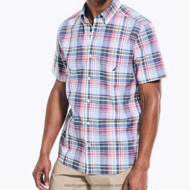 gemêleerd geruit overhemd met korte mouwen zee mist Nautica 0828F174 Heren