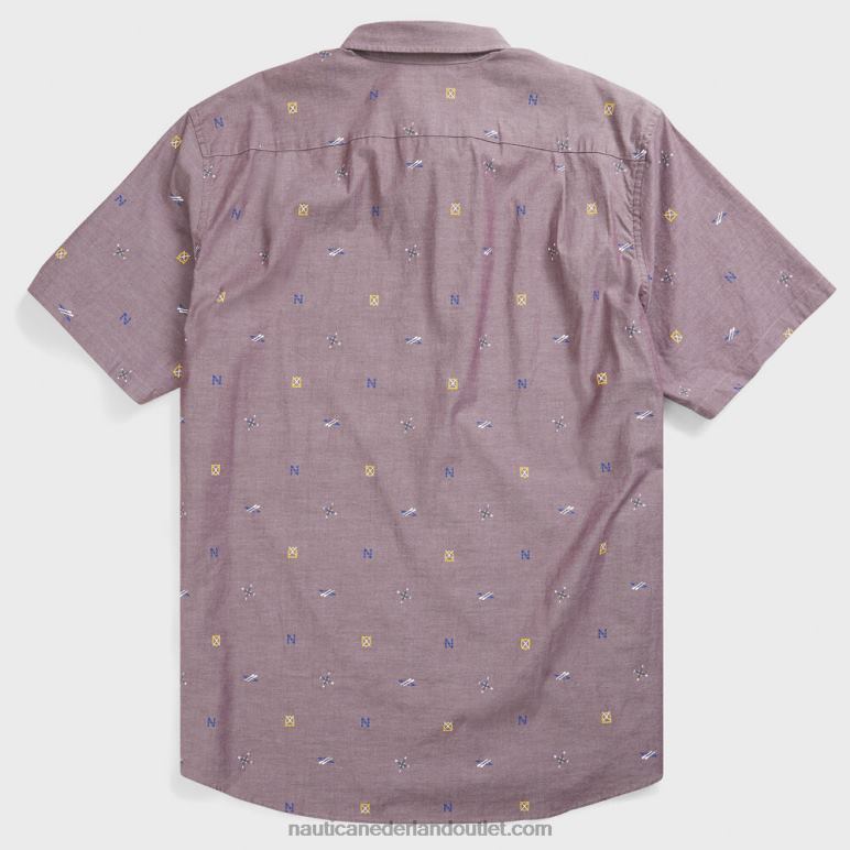 groot en lang Oxford-overhemd met grafische print en korte mouwen zinfandel Nautica 0828F611 Heren