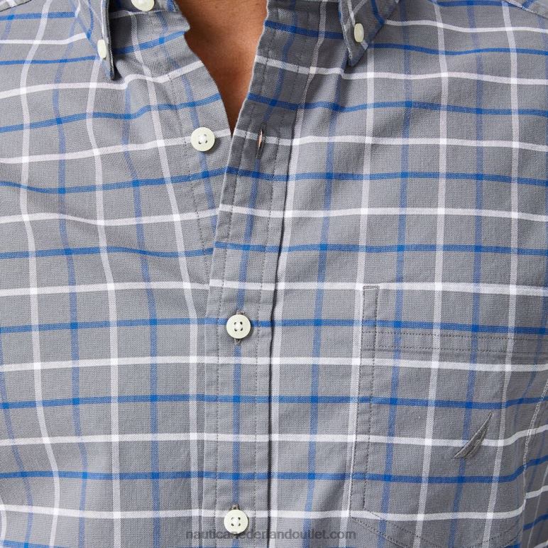 groot en lang geruit Oxford-overhemd met klassieke pasvorm tin grijs Nautica 0828F664 Heren