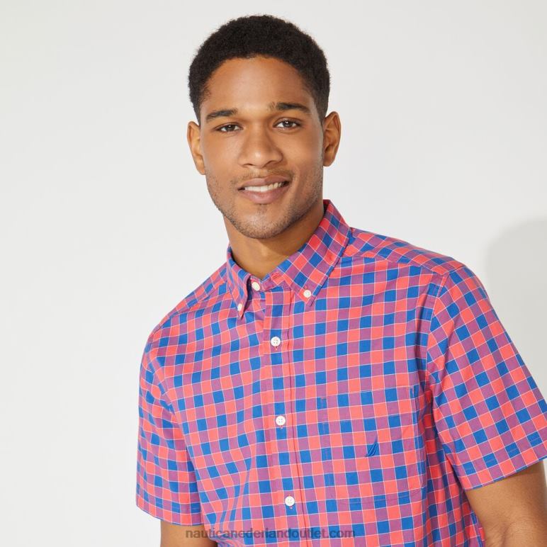 groot en lang geruit overhemd met korte mouwen Perzisch rood Nautica 0828F215 Heren