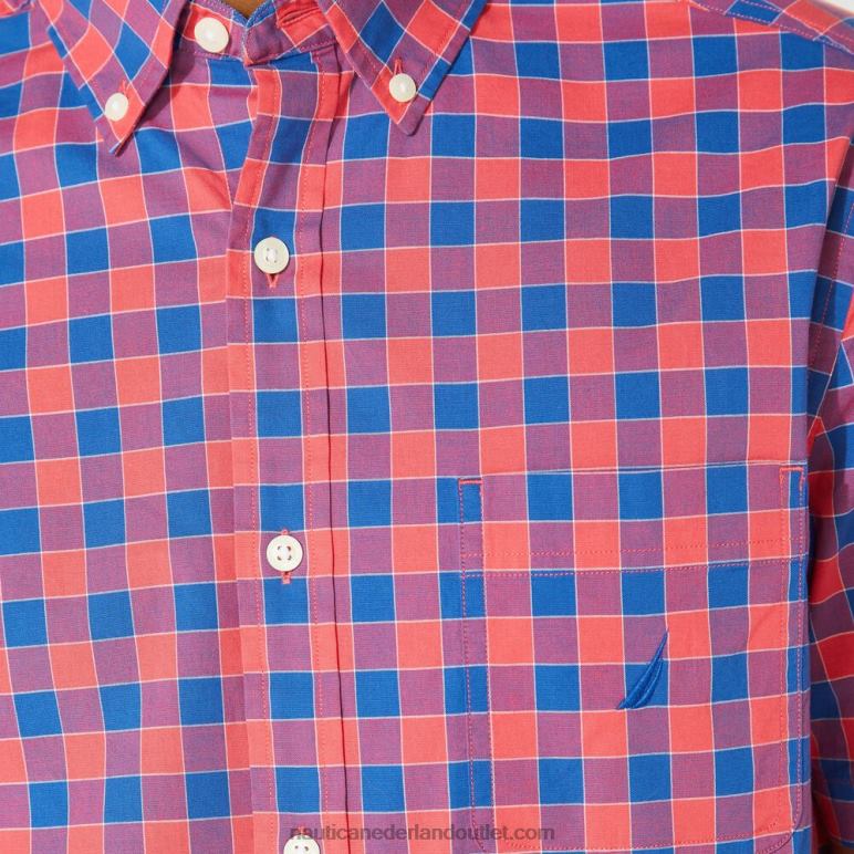 groot en lang geruit overhemd met korte mouwen Perzisch rood Nautica 0828F215 Heren