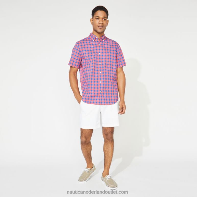 groot en lang geruit overhemd met korte mouwen Perzisch rood Nautica 0828F215 Heren
