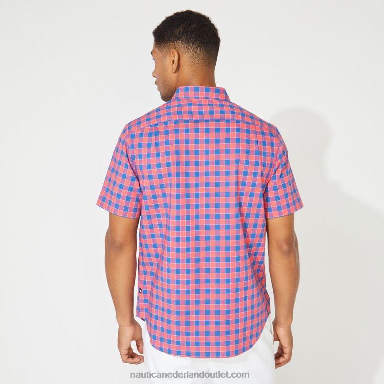 groot en lang geruit overhemd met korte mouwen Perzisch rood Nautica 0828F215 Heren