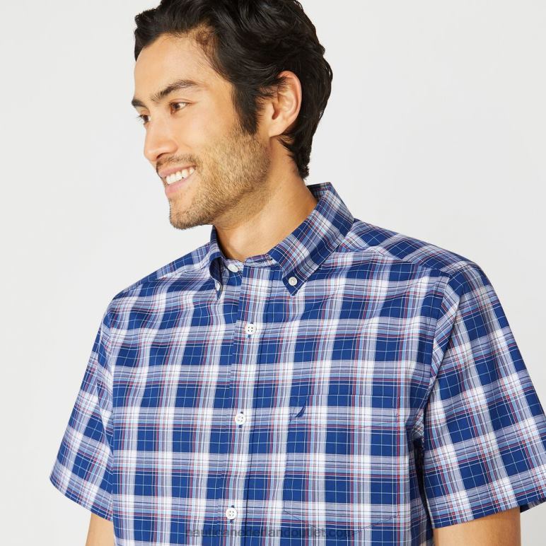 groot en lang geruit overhemd met korte mouwen blauwe diepten Nautica 0828F192 Heren