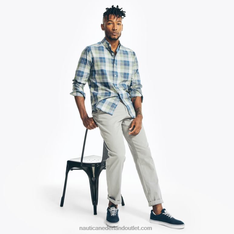 groot en lang geruit popeline overhemd jade bosheide Nautica 0828F634 Heren
