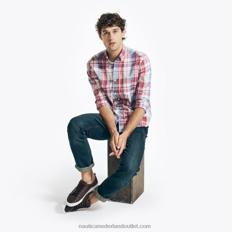 groot en lang geruit popeline overhemd nazomer Nautica 0828F480 Heren