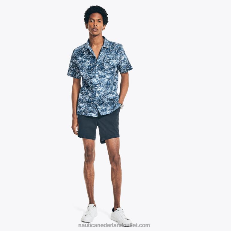 groot en lang klassiek fit kampshirt met print landgoed blauw Nautica 0828F592 Heren