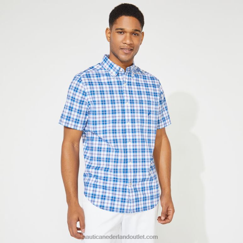groot en lang klassiek geruit overhemd helder hemelsblauw Nautica 0828F716 Heren